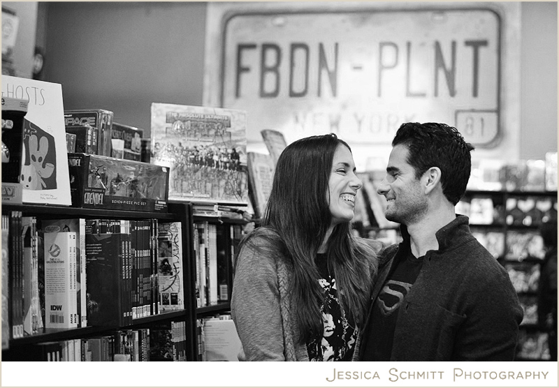 Forbidden Planet comic books engagement photography NYC