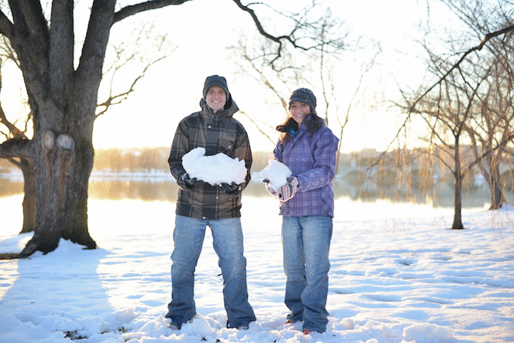 Throw snow animated gif engagement photography