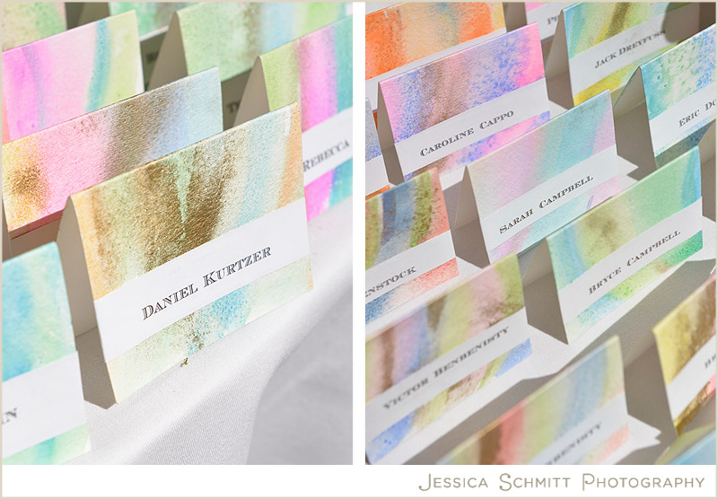 colorful escort cards wedding