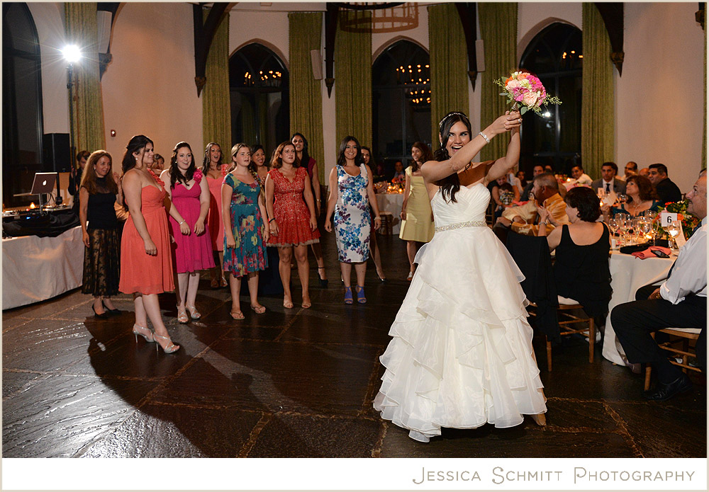 bouquet toss wedding photography