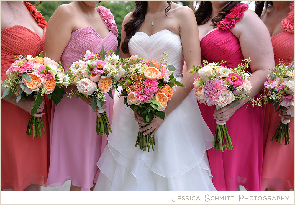 Peach and rose bridesmaid dresses