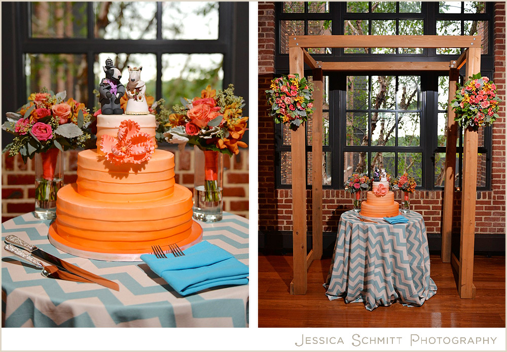 Wedding Cake Orange ombre with flower