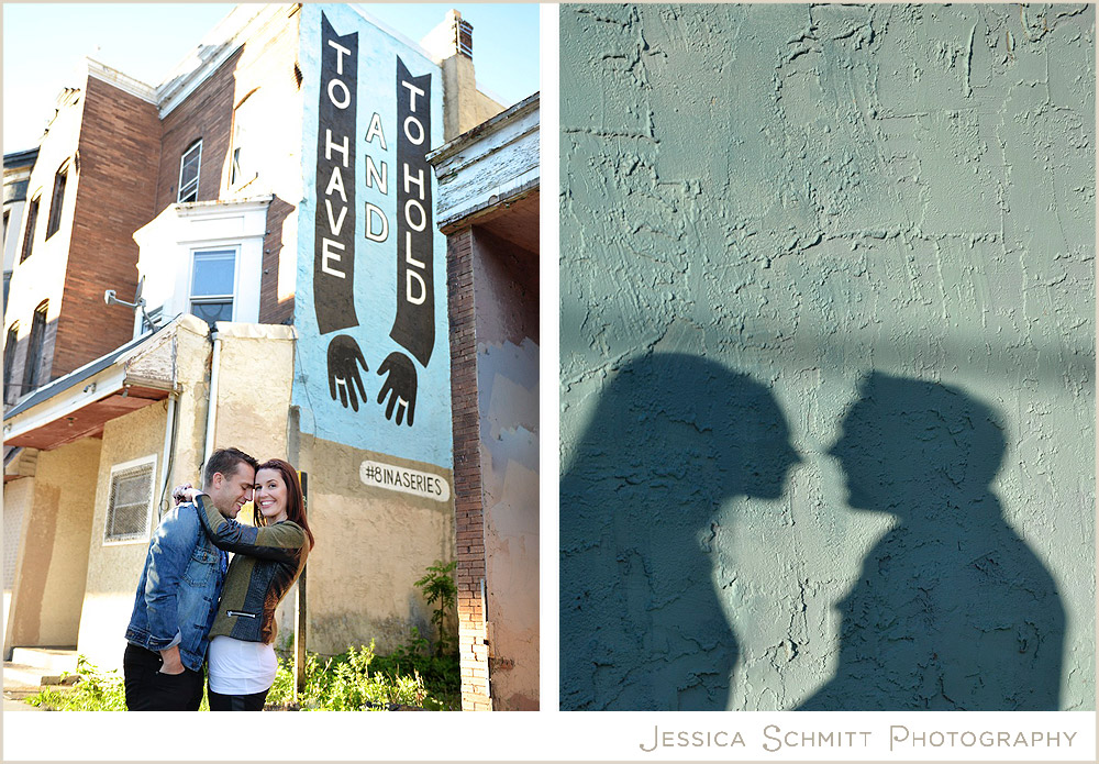 Philly love wall murals engagement photography