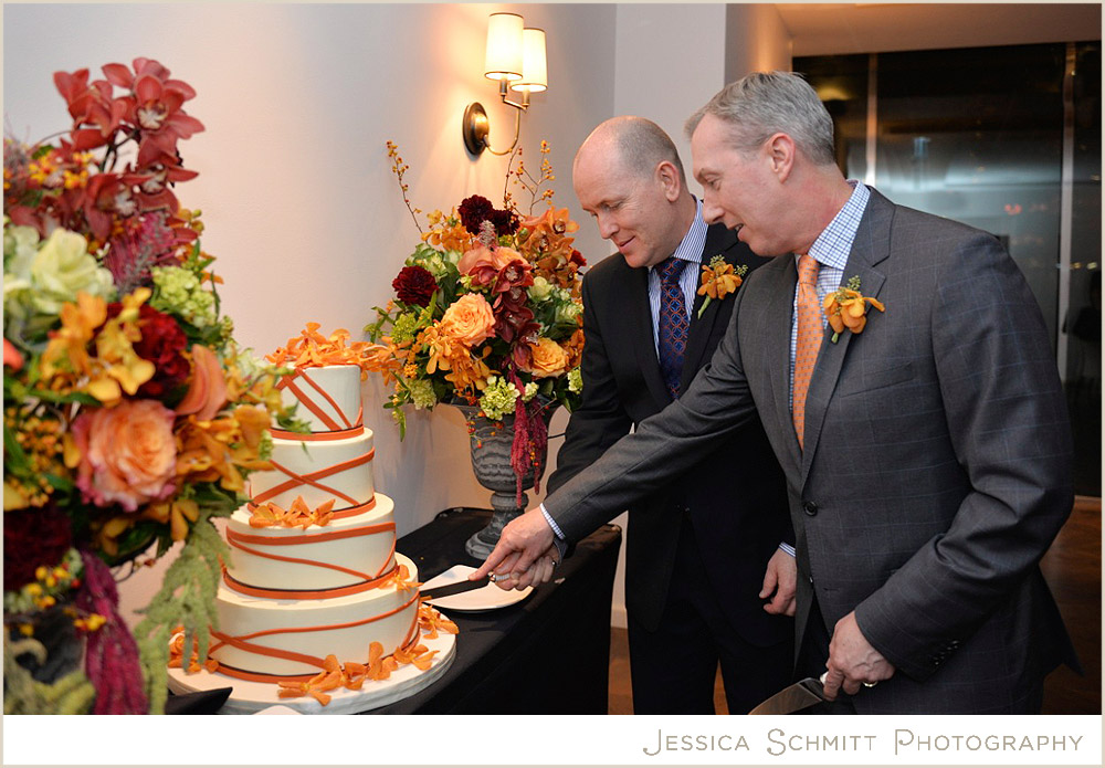 Modern orange wedding cake