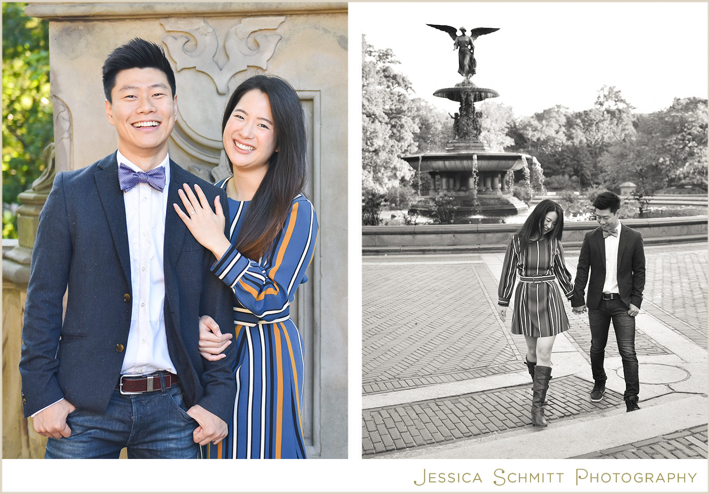 central park engagement photography fountain