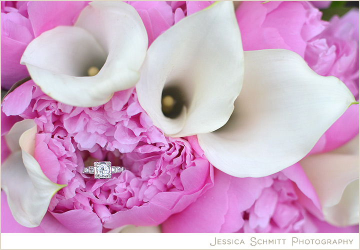 Pink Peonies and While Calla Lily Wedding Bouquet