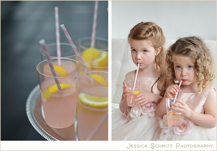 Wedding pink lemonade with striped straws