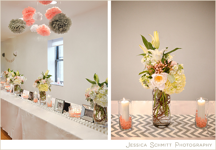 Pink and silver wedding decor