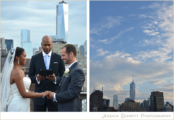 Manhattan rooftop wedding with scenic view, NYC
