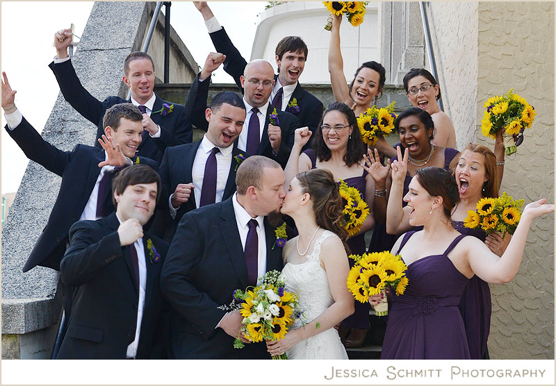 Wedding Party with Sunflowers