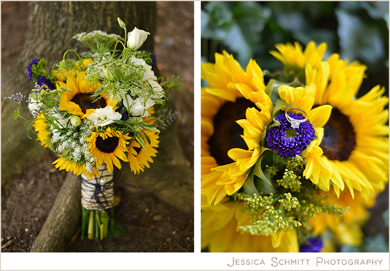 beautiful sunflower wedding bouquet