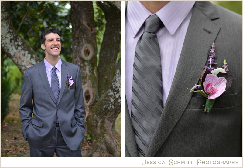 Groom purple orchid boutonniere 