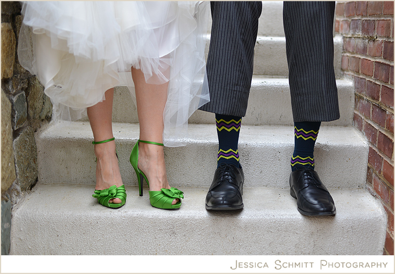 Wedding green shoes and crazy fun socks