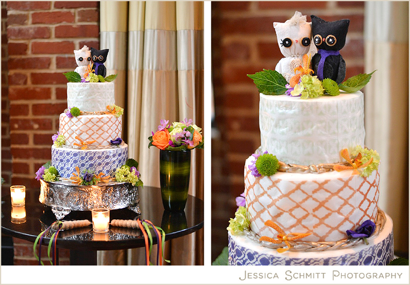 Wedding cake with cute owl topper