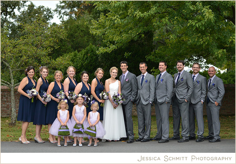 wedding party navy blue, purple, white