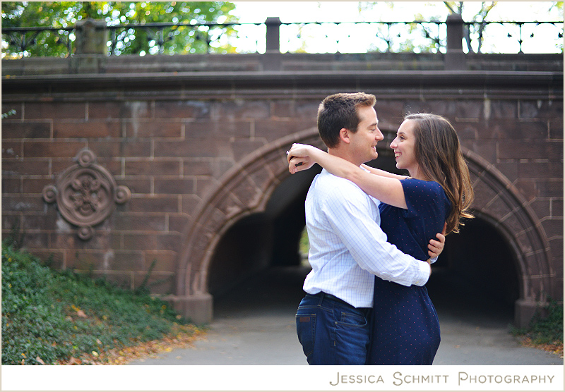 Central Park bridge Trefoil Arch engagement photography