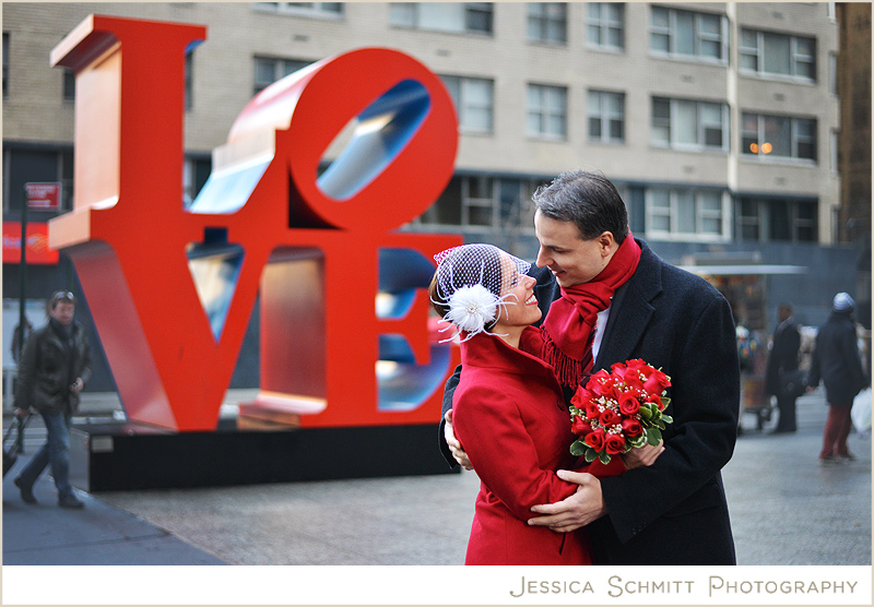 Wedding photography Love sculpture NYC