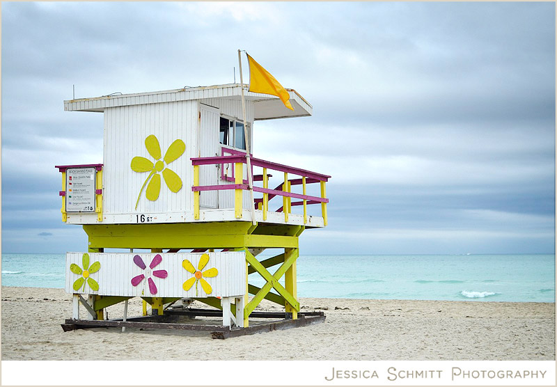 Miami beach lifeguard stand flowers