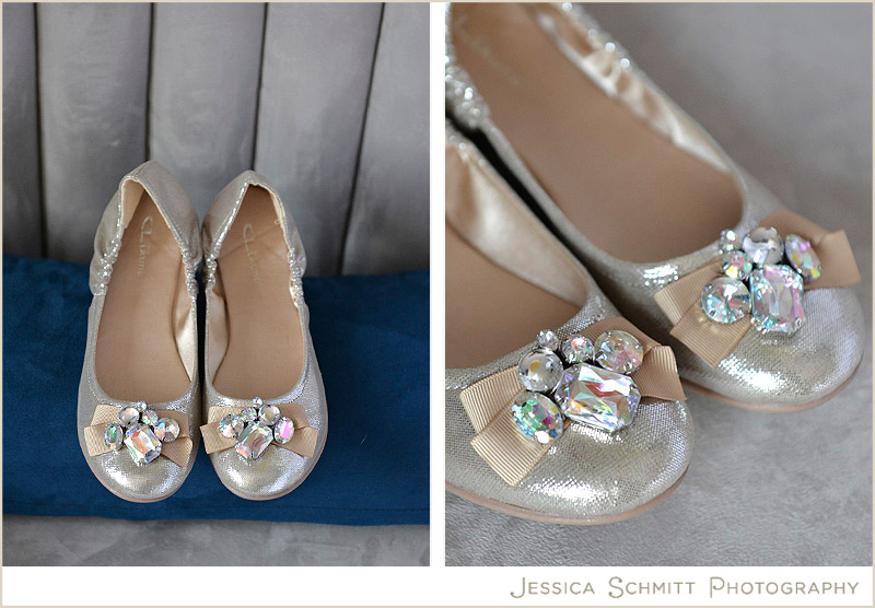 wedding shoes, jeweled gold flats