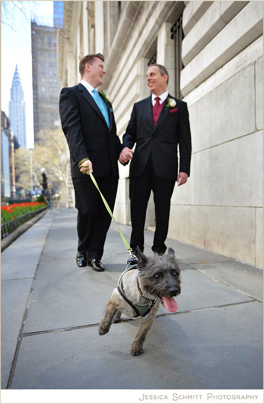 bryant park nyc wedding with a dog