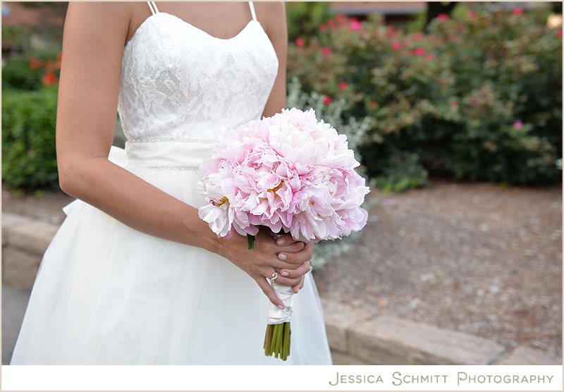 bride with peonies bouquet