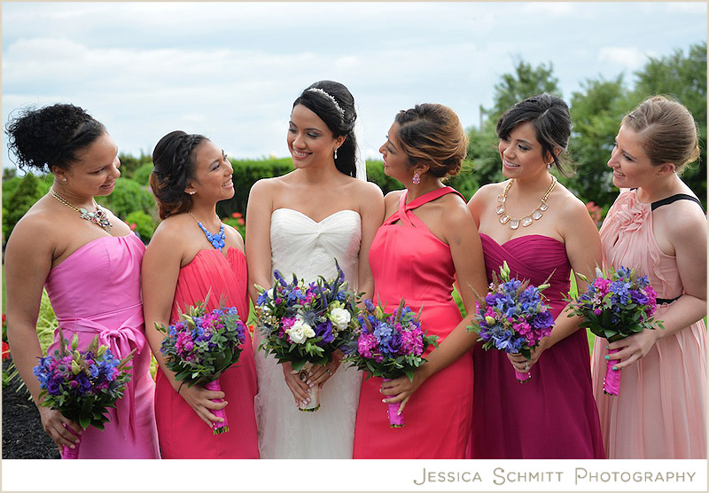 shades of pink dresses bridesmaid wedding