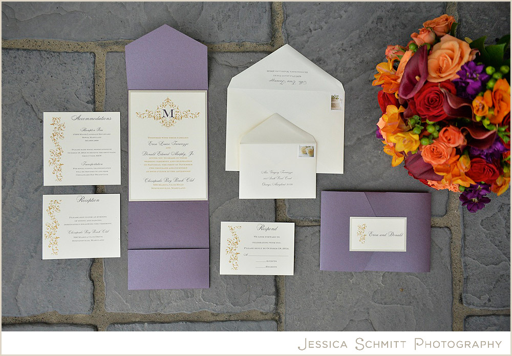 wedding photography purple autumn invitation