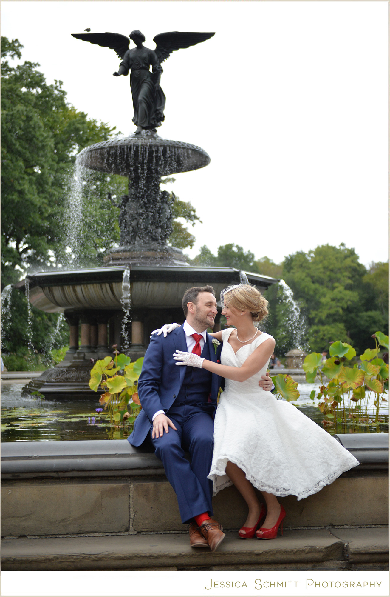 central park fountain wedding