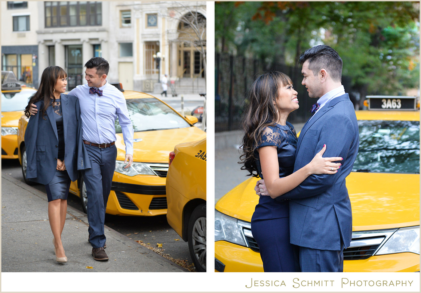 NYC taxi engagement photography