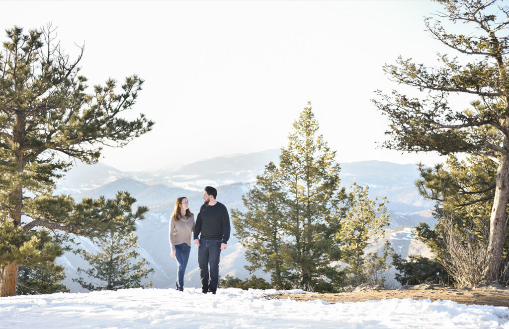 winter engagement session in colorado